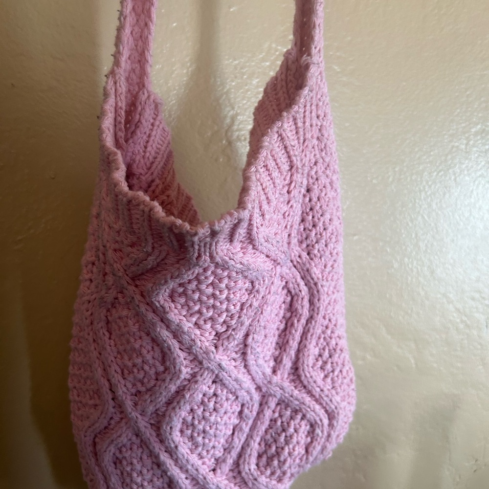Pink Knit Women's Bag